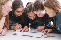 Description: Girls studying